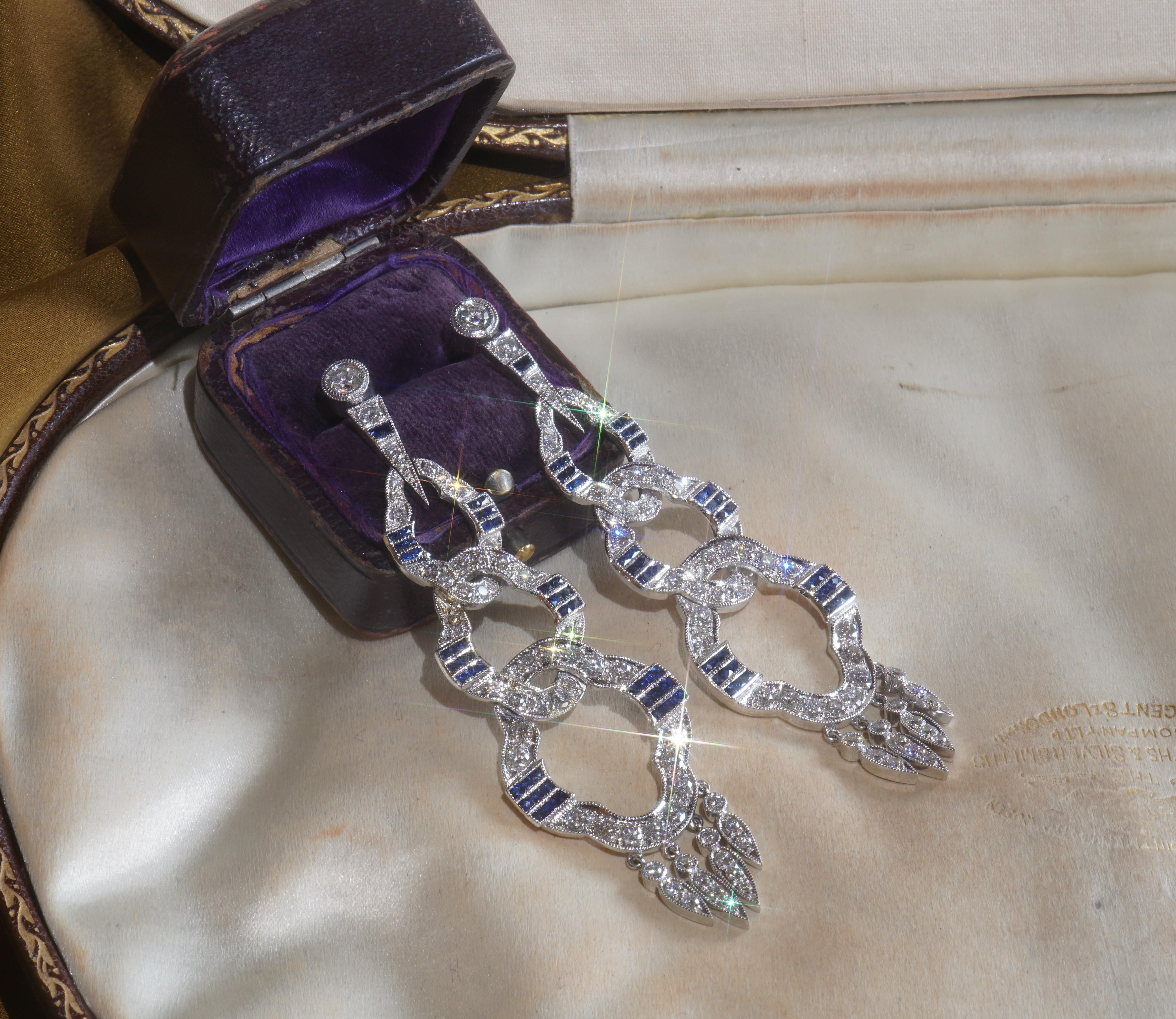Cartier GIA Platinum Blue Sapphire Diamond Earrings 8.6 TCW Unheated HUGE 4