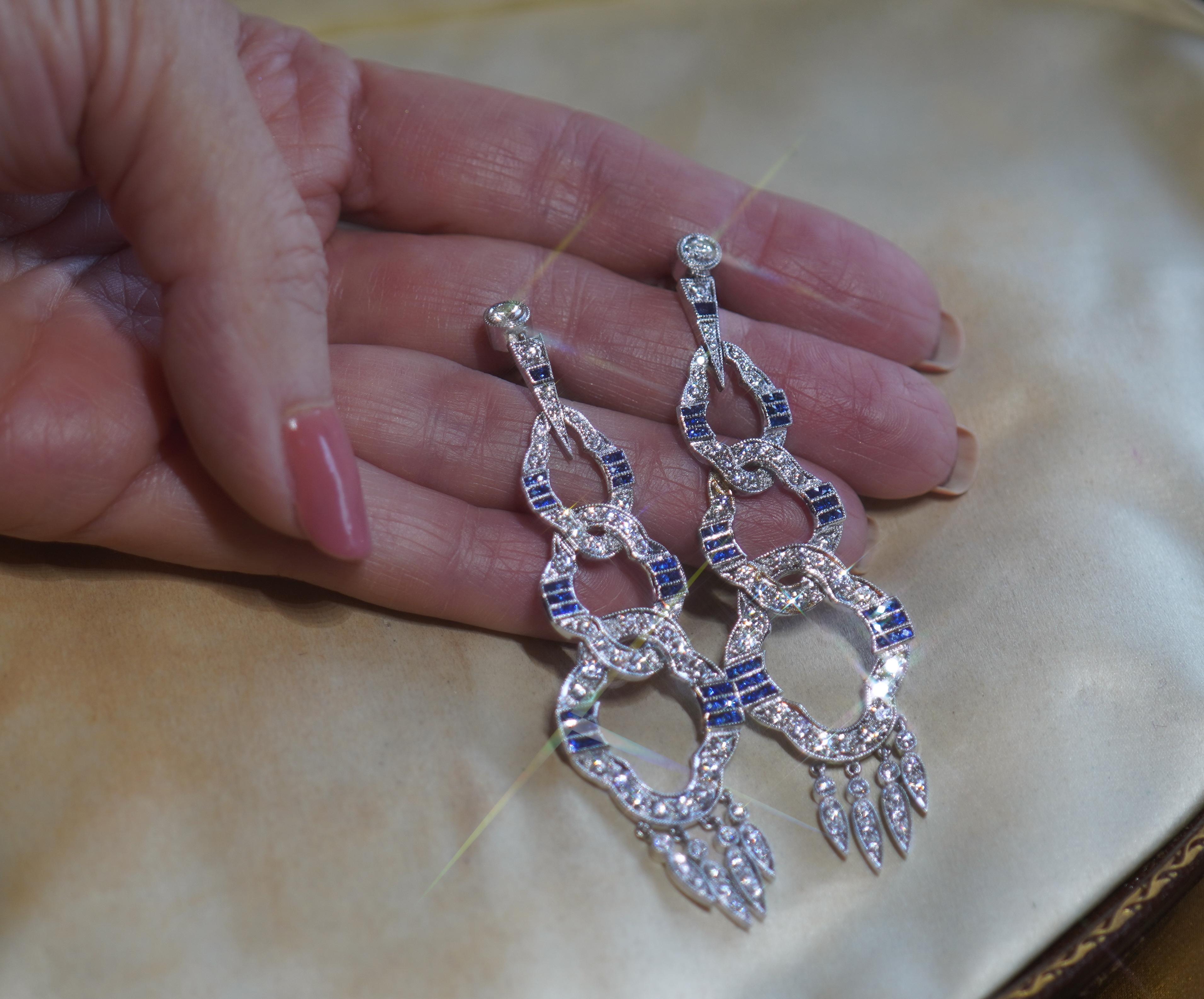 Cartier GIA Platinum Blue Sapphire Diamond Earrings 8.6 TCW Unheated HUGE 6