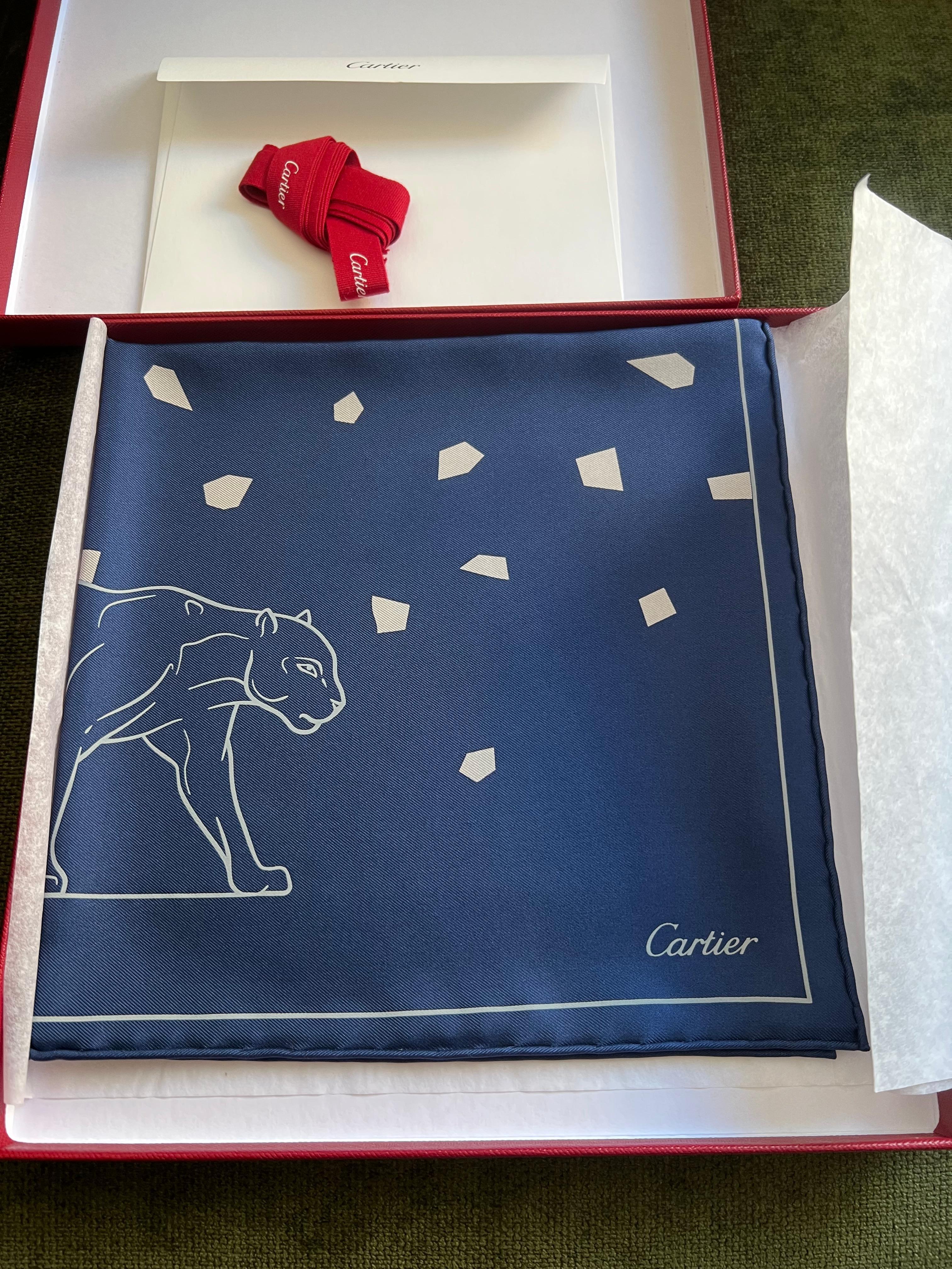 Cartier Gift Set, Palladium Lighter & Cartier Silk Scarf Original Cartier Case 6