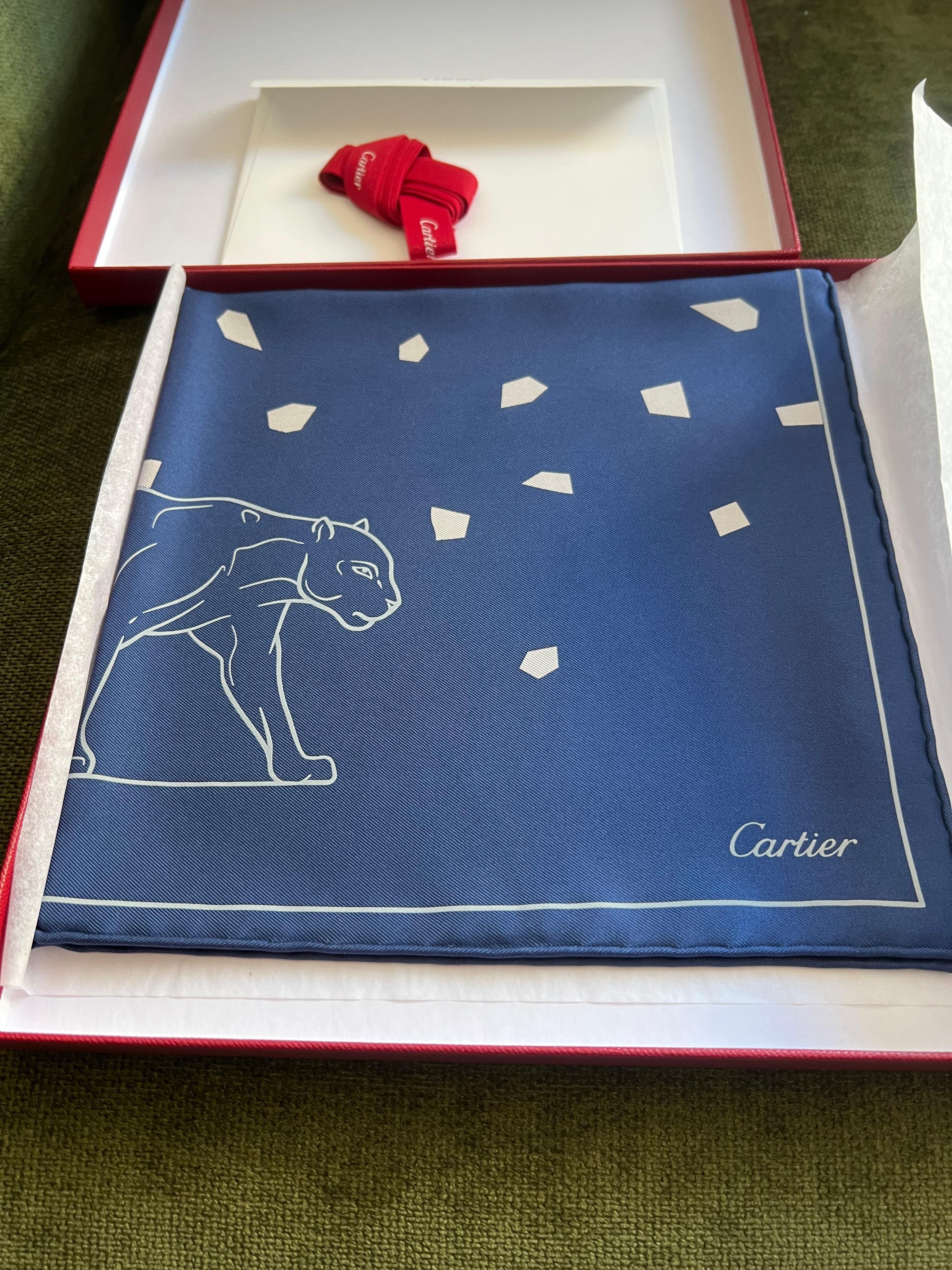 Cartier Gift Set, Palladium Lighter & Cartier Silk Scarf Original Cartier Case 8