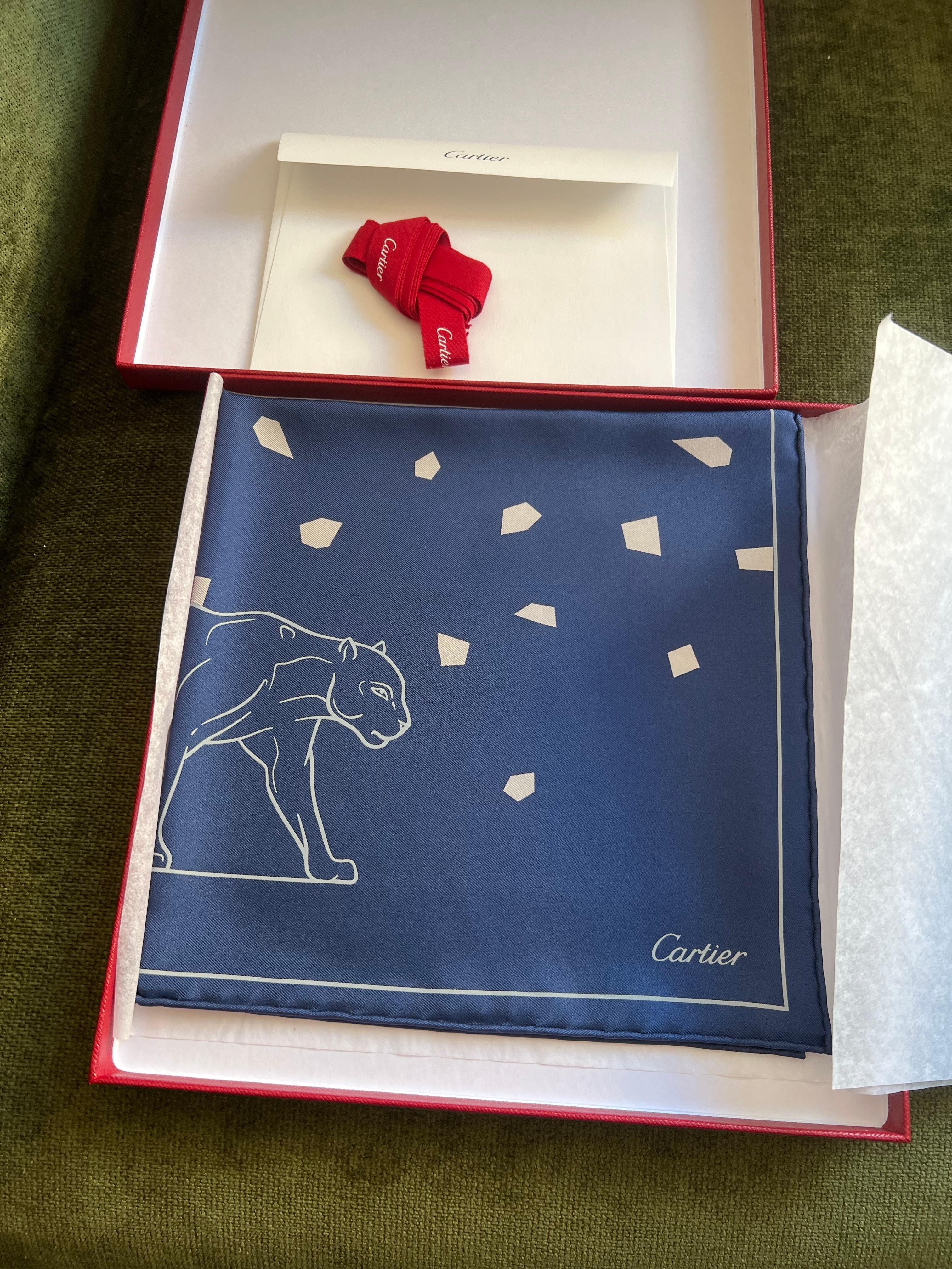 Cartier Gift Set, Palladium Lighter & Cartier Silk Scarf Original Cartier Case 9