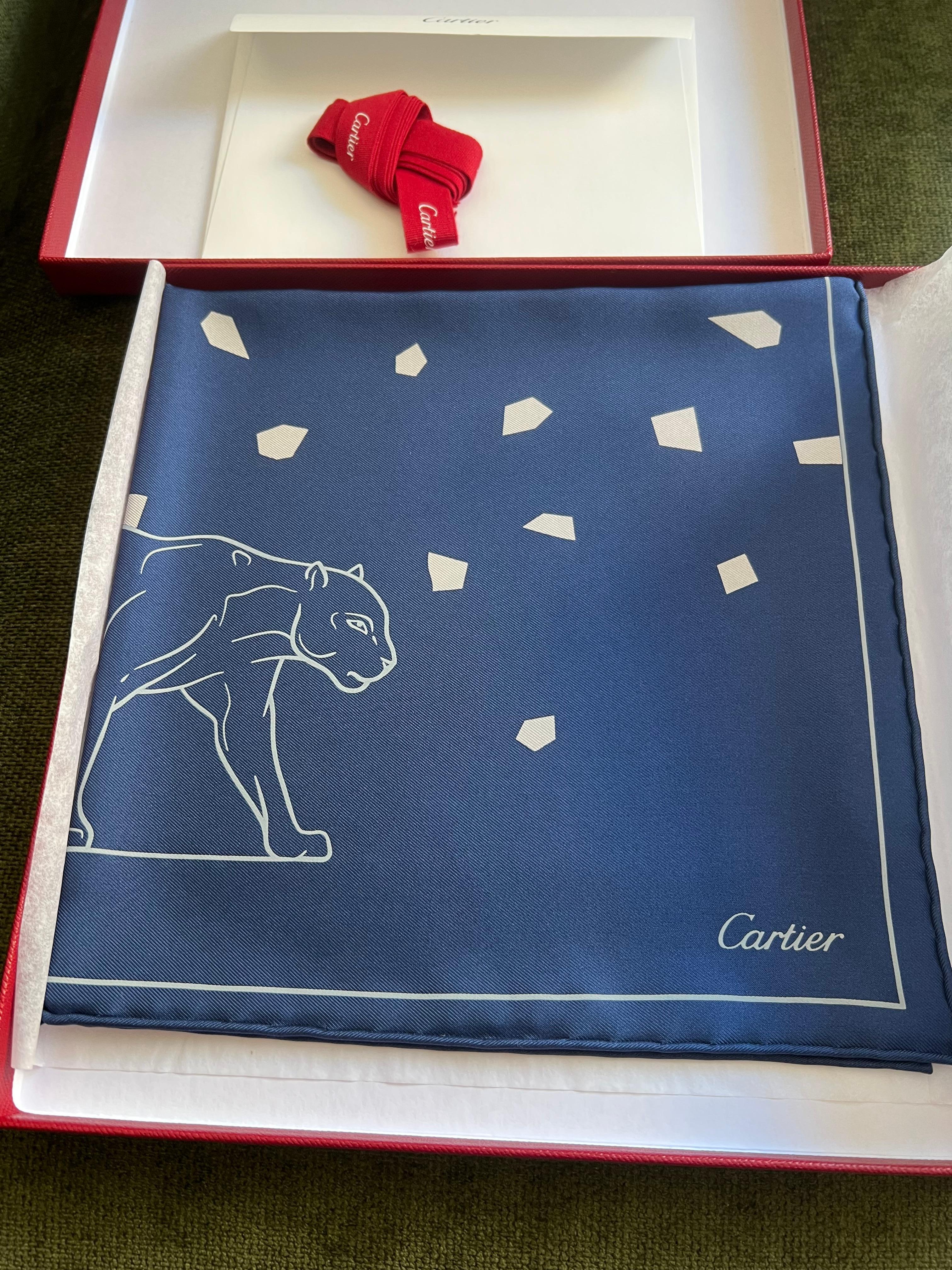 Cartier Gift Set, Palladium Lighter & Cartier Silk Scarf Original Cartier Case 10