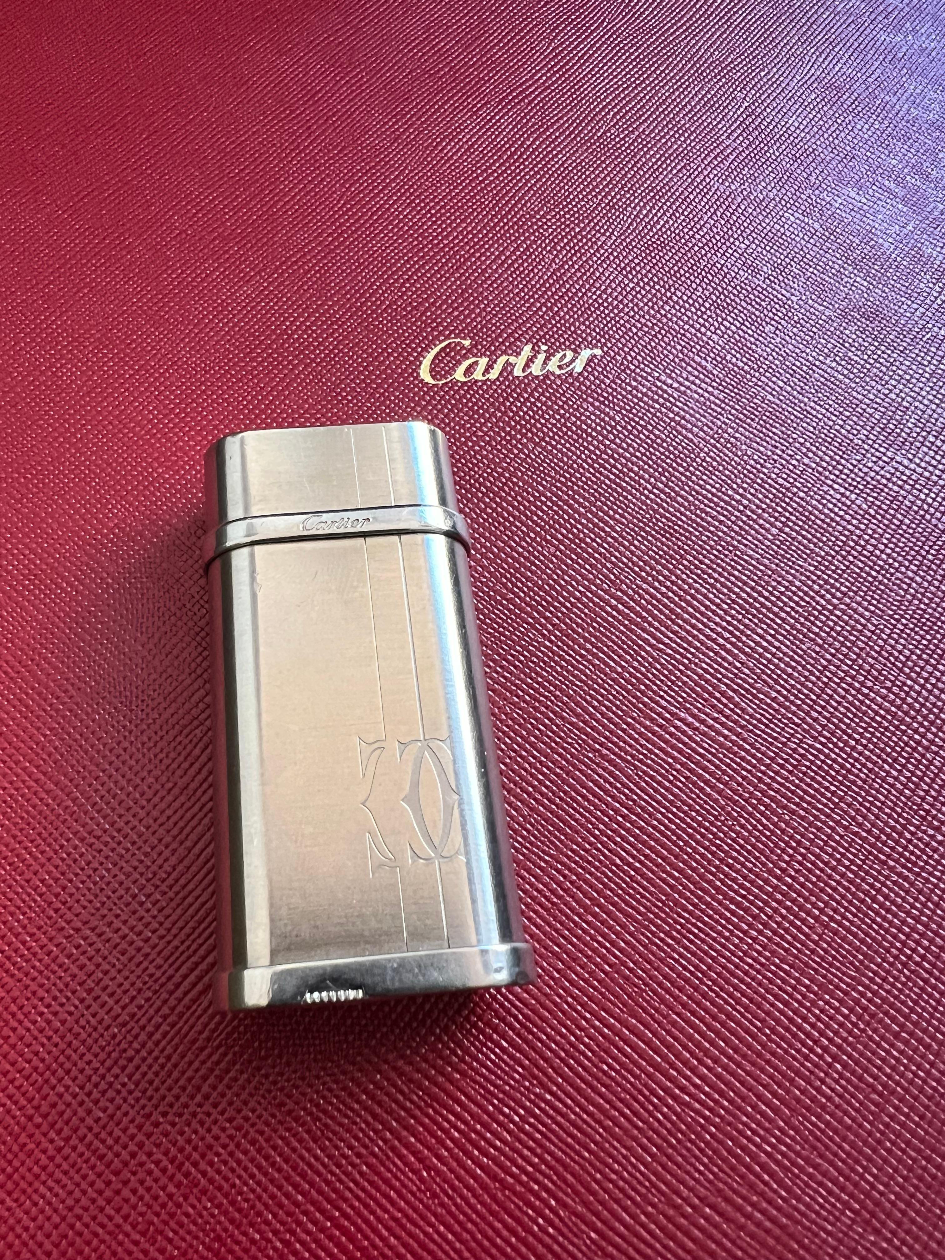 Cartier Gift Set, Palladium Lighter & Cartier Silk Scarf Original Cartier Case 2
