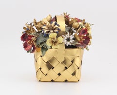 Cartier Gilt Silver Enamel Flower Basket