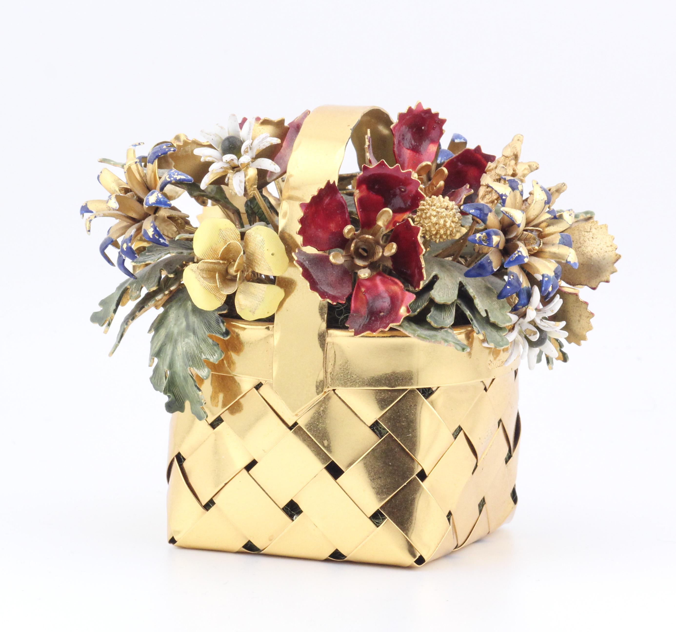 Cartier Gilt Silver Enamel Flower Basket 2