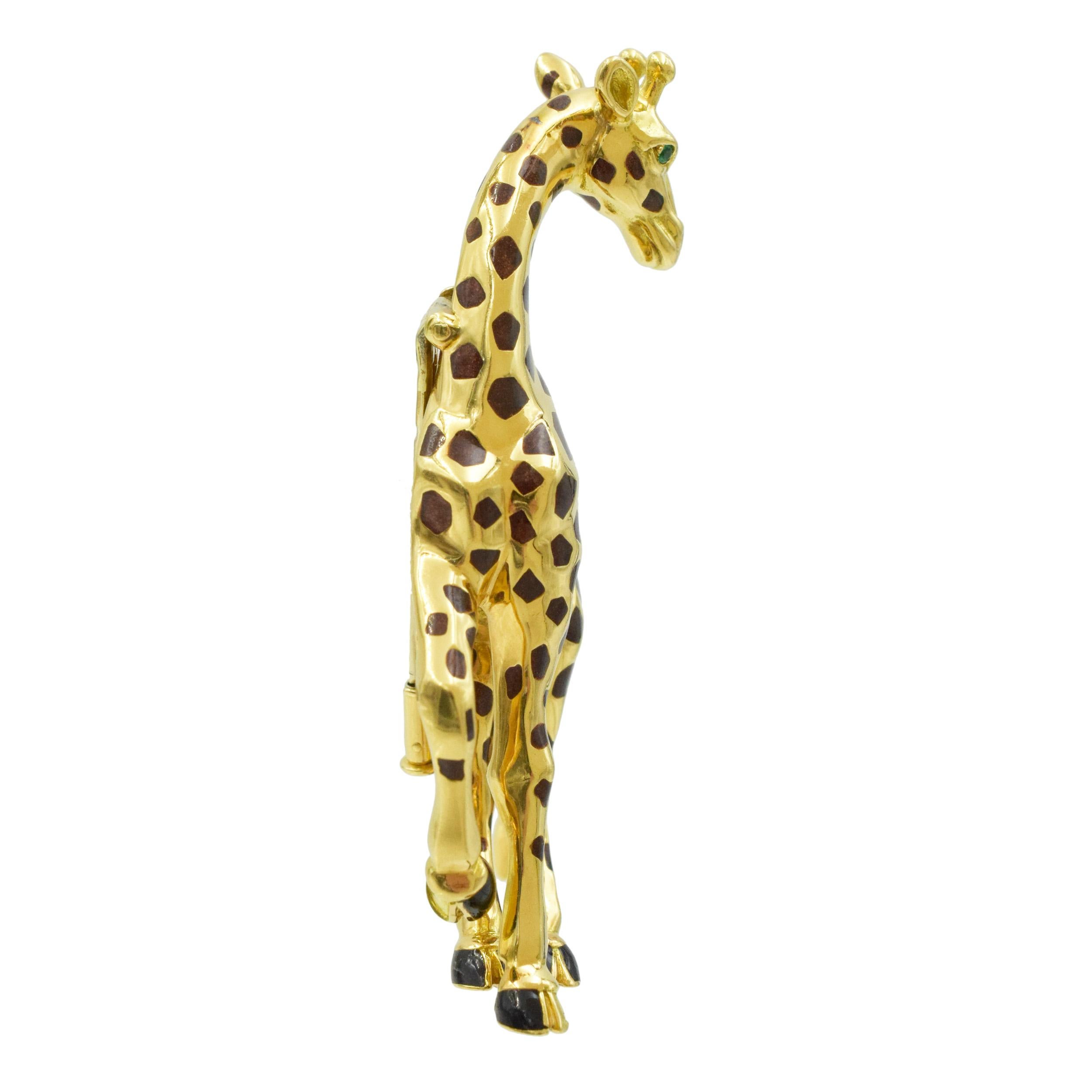 Taille ronde Cartier Broche Giraffe en or jaune 18 carats en vente