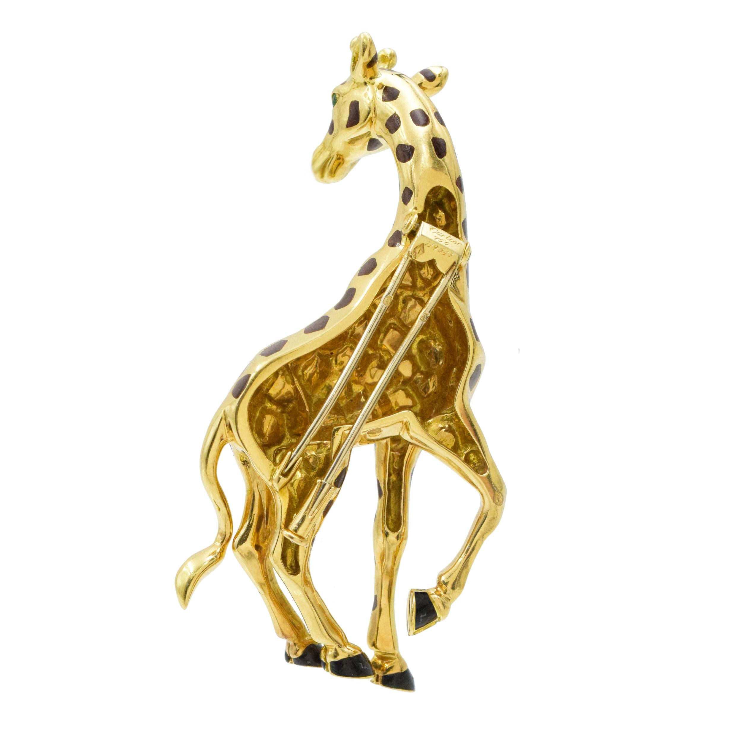 Cartier Broche Giraffe en or jaune 18 carats Unisexe en vente