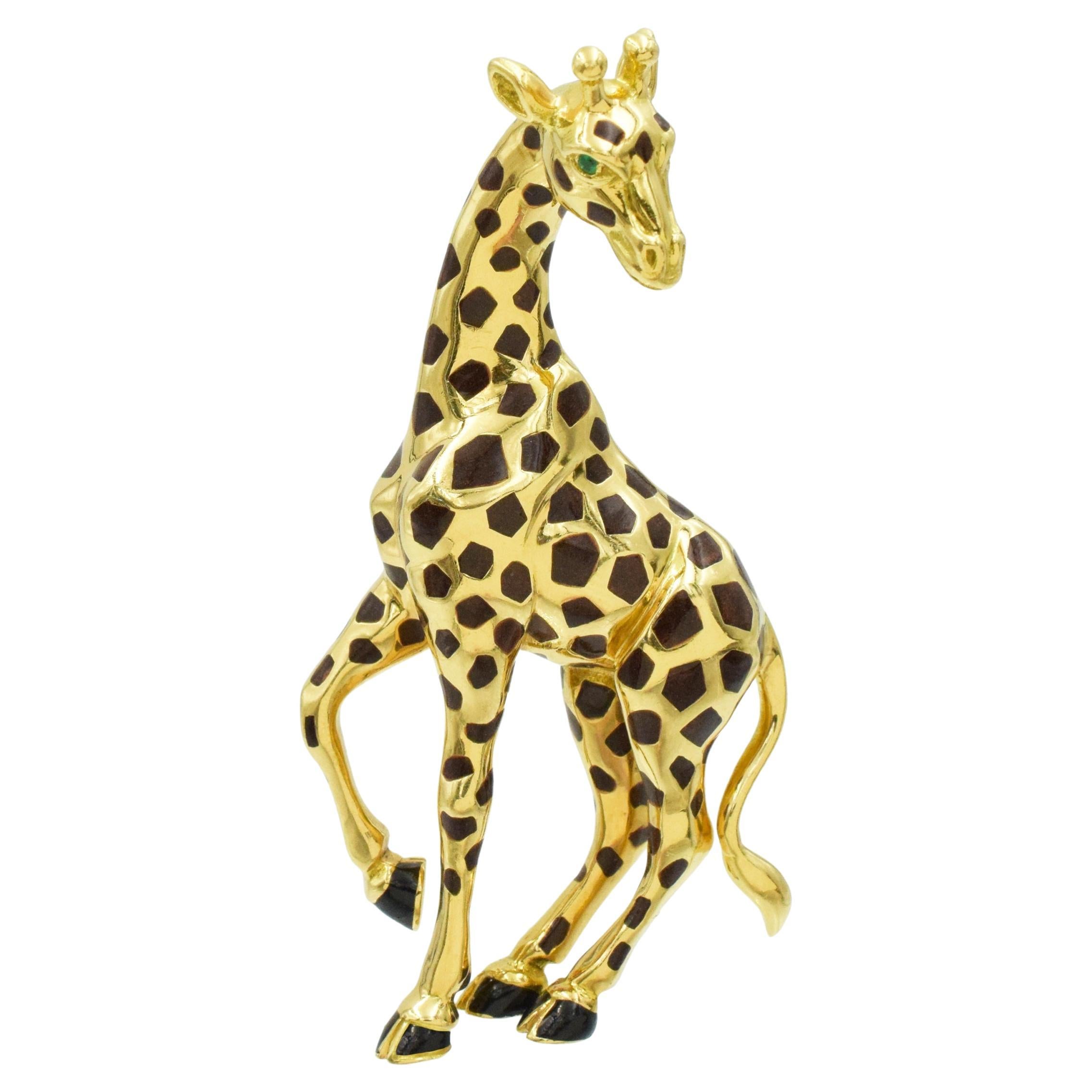Cartier Broche Giraffe en or jaune 18 carats en vente