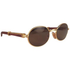 Cartier Giverny New Gold and Wood 49/20 Full Set Brown Lens France Sunglasses