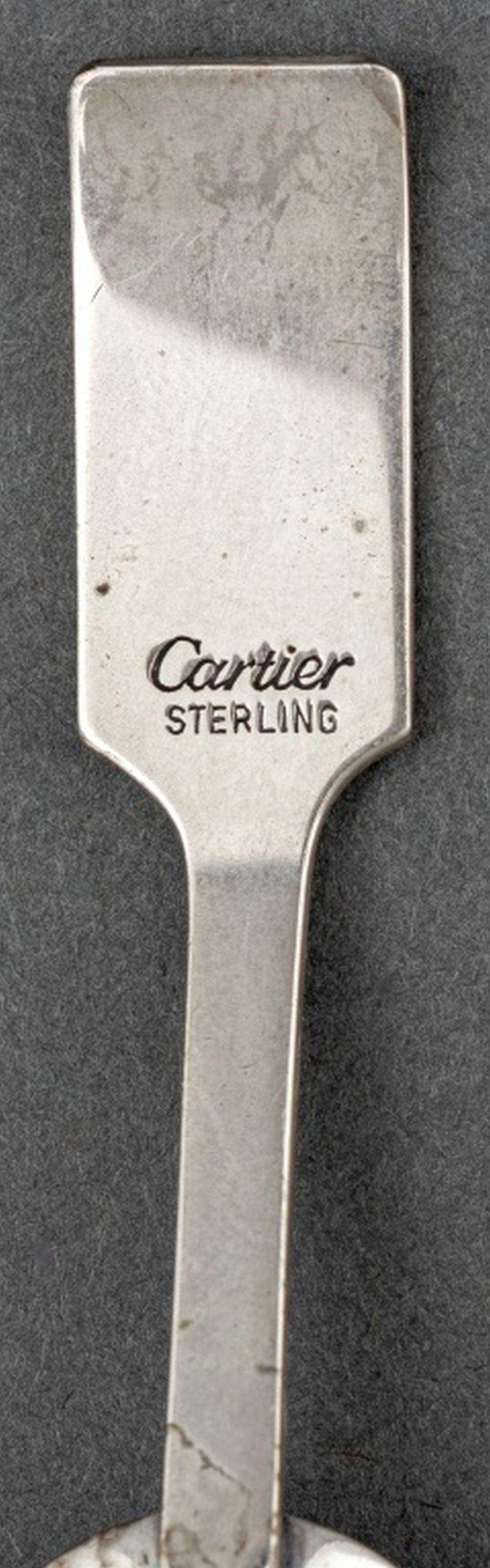 Cartier Glass Open Salt Cellar & Sterling Spoon, 8 For Sale 3