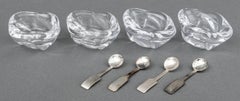 Cartier Glass Open Salt Cellar & Sterling Spoon, 8