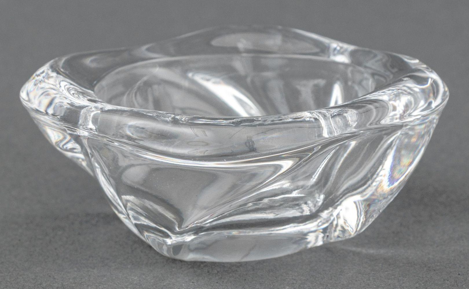 Cartier Glass Open Salt Cellar & Sterling Spoon, 8 In Good Condition For Sale In Astoria, NY