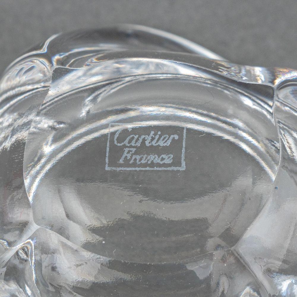 20th Century Cartier Glass Open Salt Cellar & Sterling Spoon, 8 For Sale