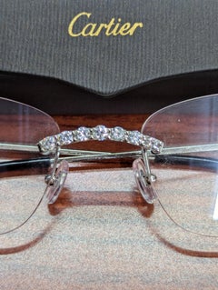 Cartier Glasses 53mm 18KT White Gold 3.0 Ct Diamonds Celebrity Style