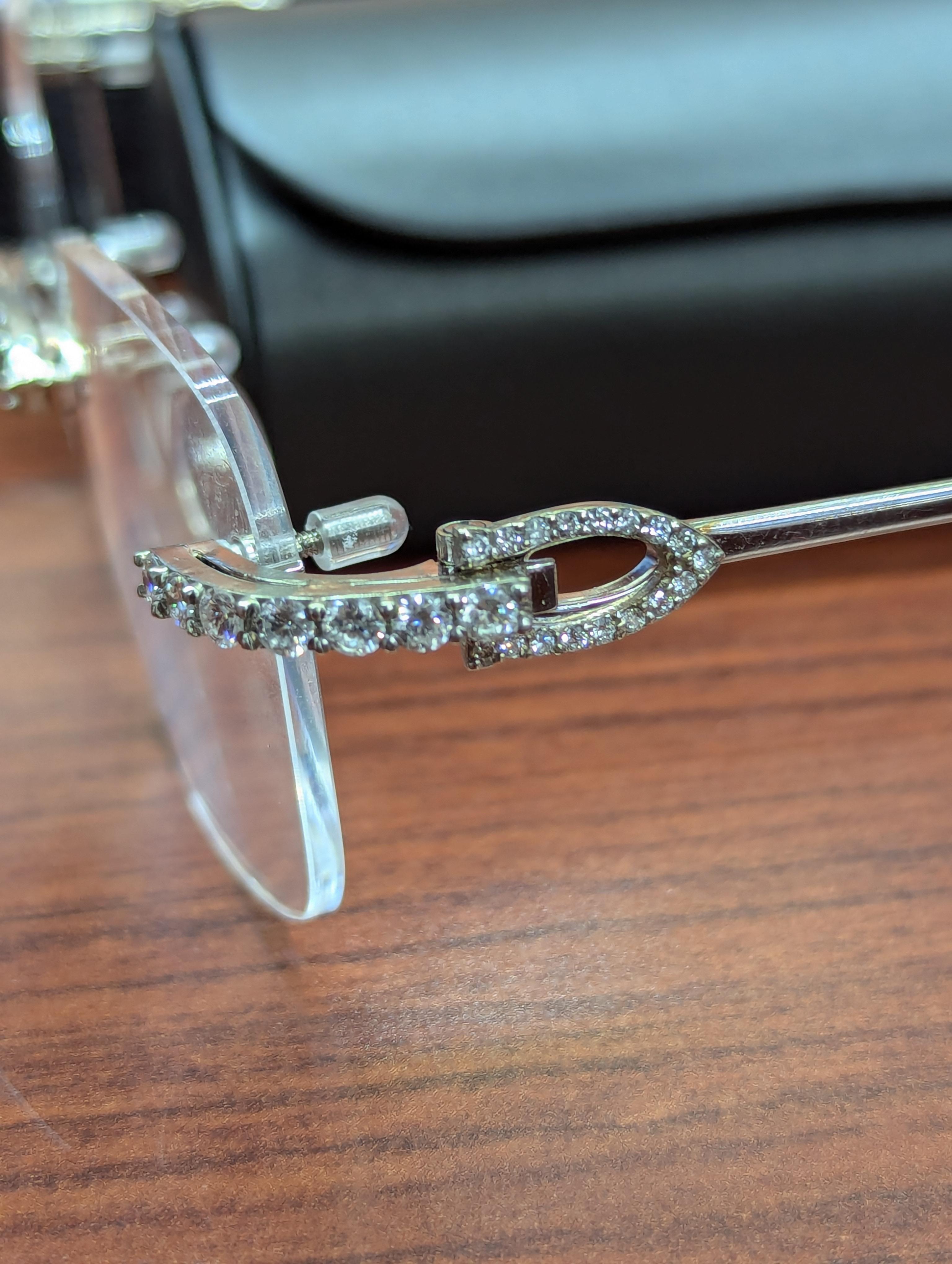 Occhiali Cartier 53 mm in oro bianco 18KT con 3,0 carati di diamanti Stile Celebrity In condizioni Nuovo in vendita a Miami, FL
