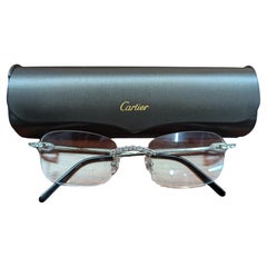 Vintage Cartier Glasses 53mm 18KT White Gold 3.0 Ct Diamonds Celebrity Style