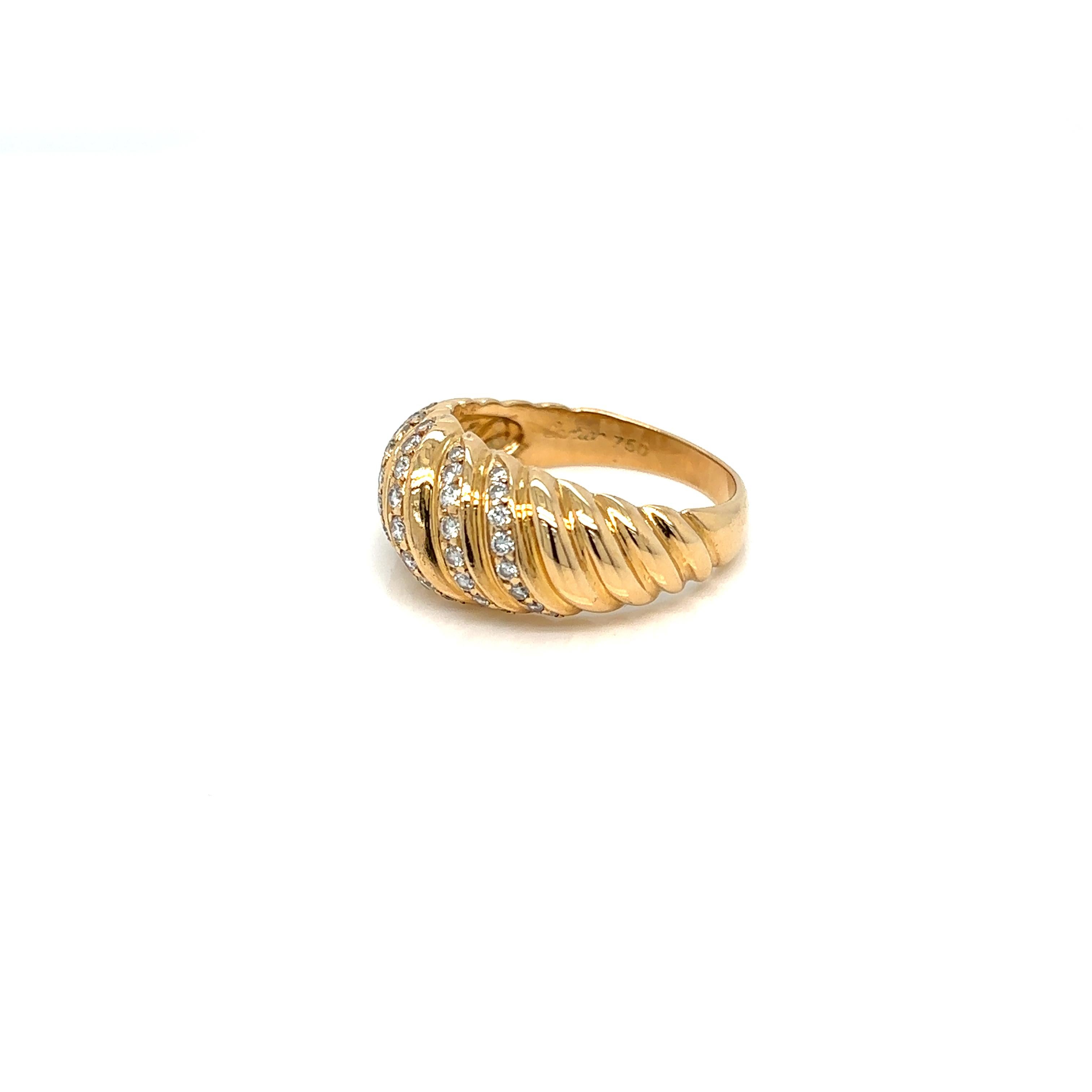 Cartier Godrons Diamond Gold Ring In Excellent Condition In Napoli, Italy