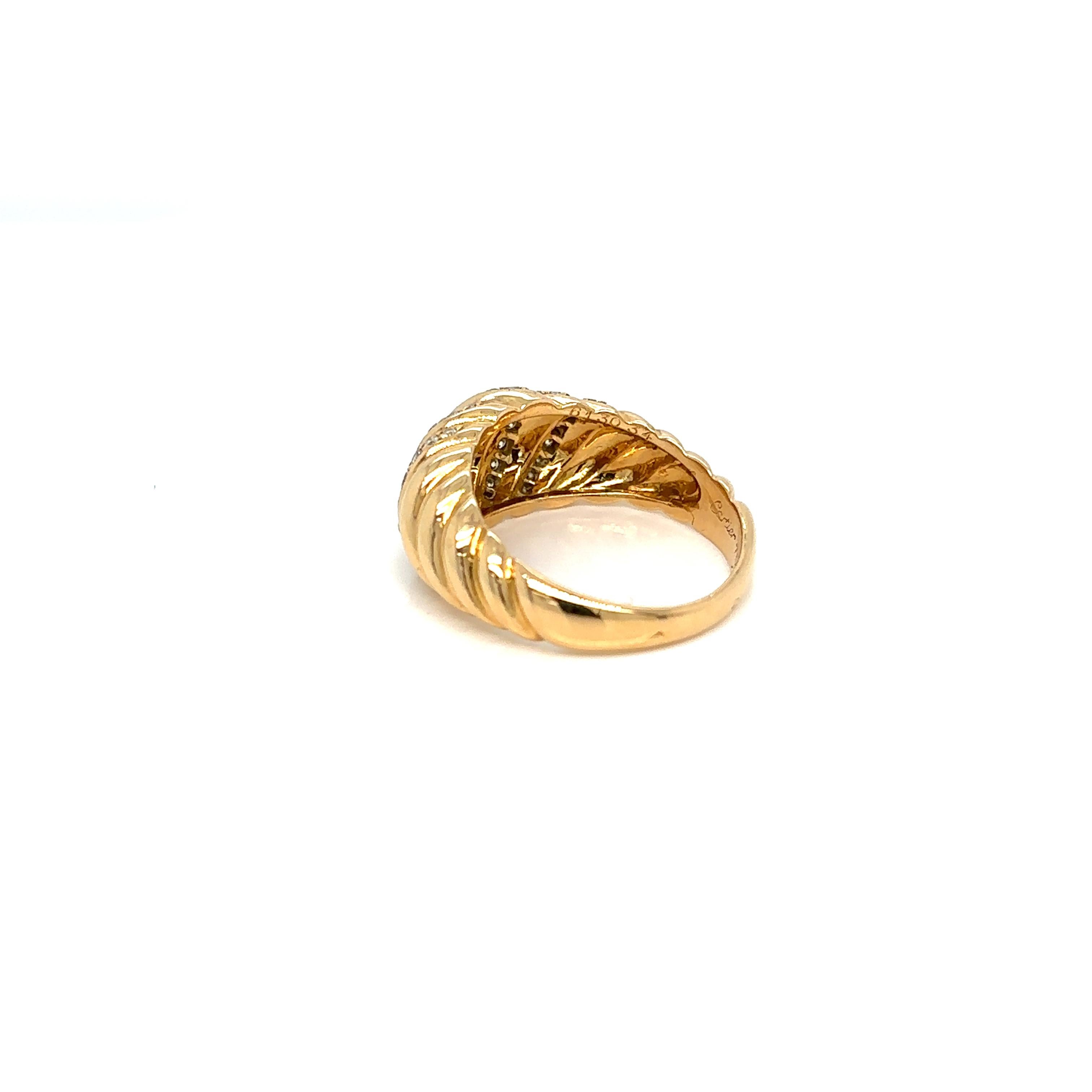Women's Cartier Godrons Diamond Gold Ring