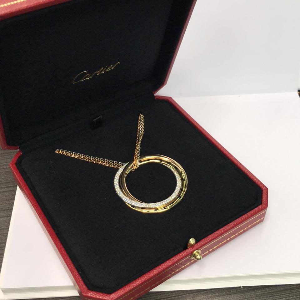 Round Cut Cartier Gold 18 Karat Trinity Diamond Panthere Triple Chain Necklace