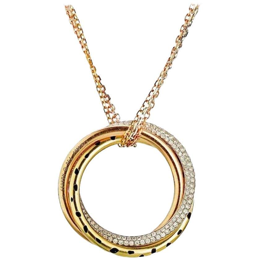Cartier Trinity Diamond Tri-Gold Pendant Necklace at 1stDibs | cartier ...