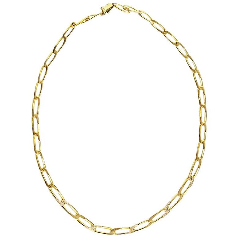 Cartier Gold 18 Karat Yellow Diamond Santos Link Chain Necklace at 1stDibs