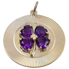 Vintage Cartier Gold and Amethyst Four-Leaf Clover Pendant/Charm