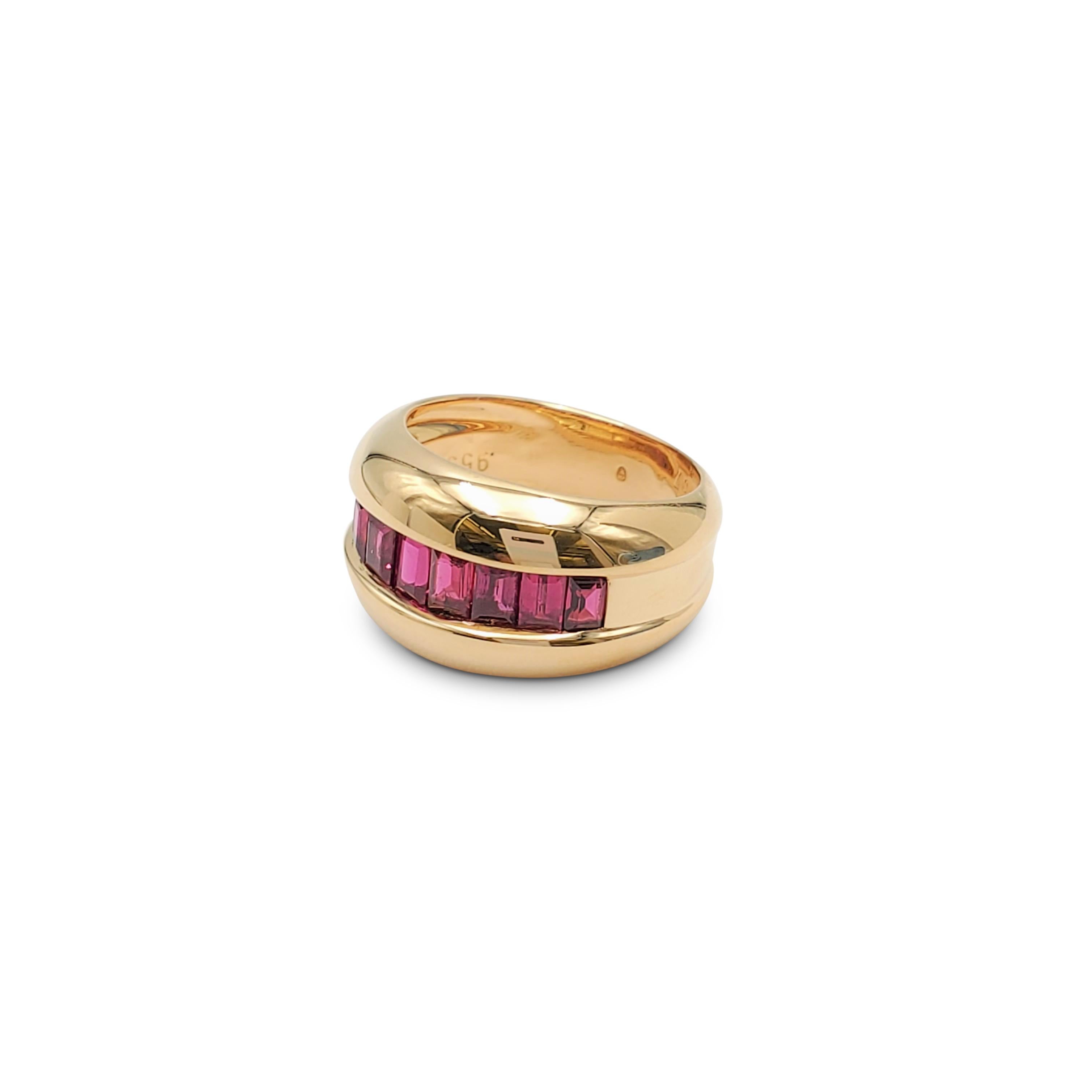 Square Cut Cartier Gold and Calibre Cut Ruby Ring