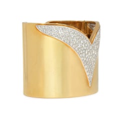 Cartier Gold and Diamond Chevron Cuff
