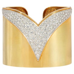Cartier Gold and Diamond Chevron Cuff