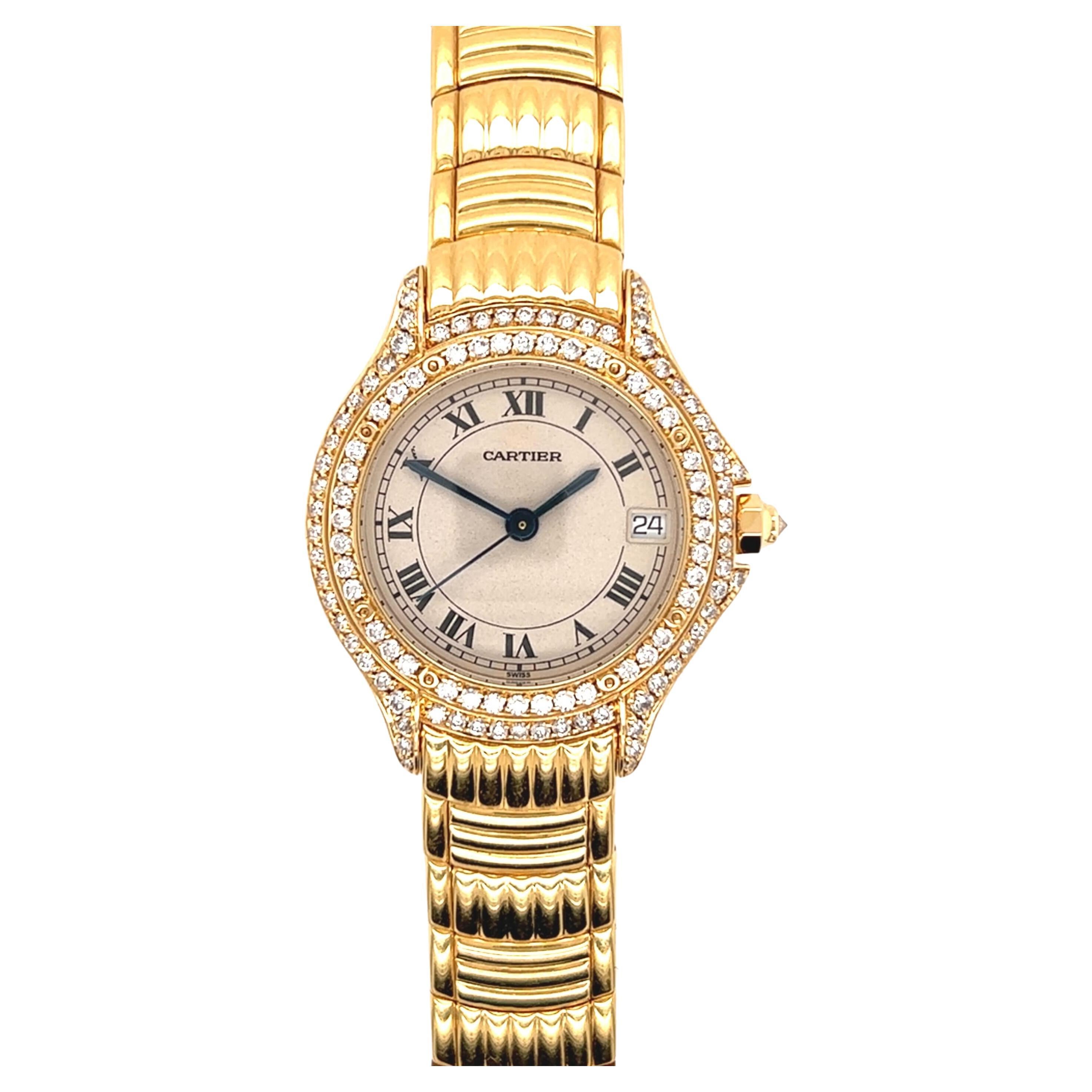 CARTIER White Gold and Diamond Bracelet Watch at 1stDibs