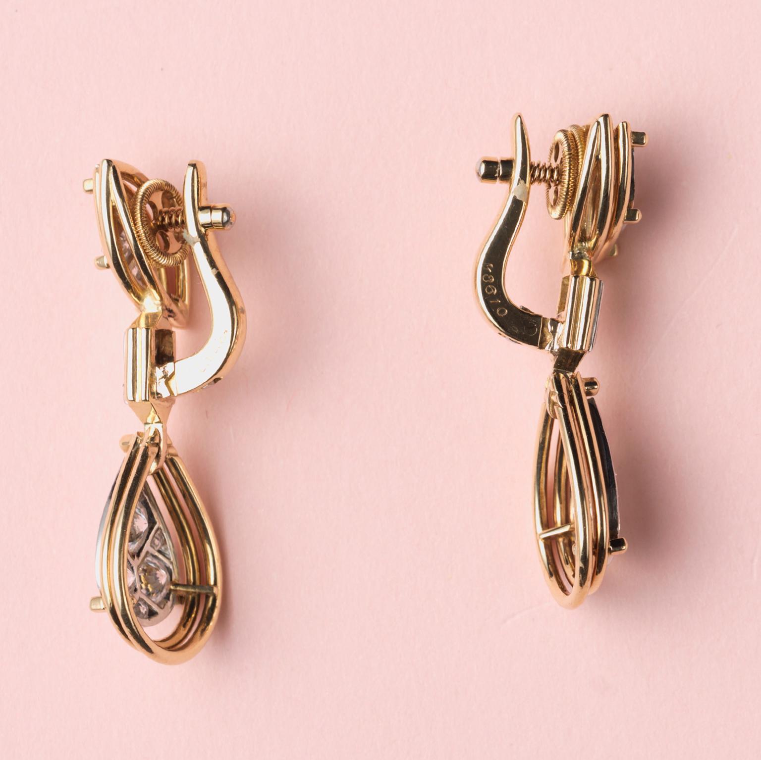 Clips d'oreilles en or et diamants de Cartier Pour femmes en vente
