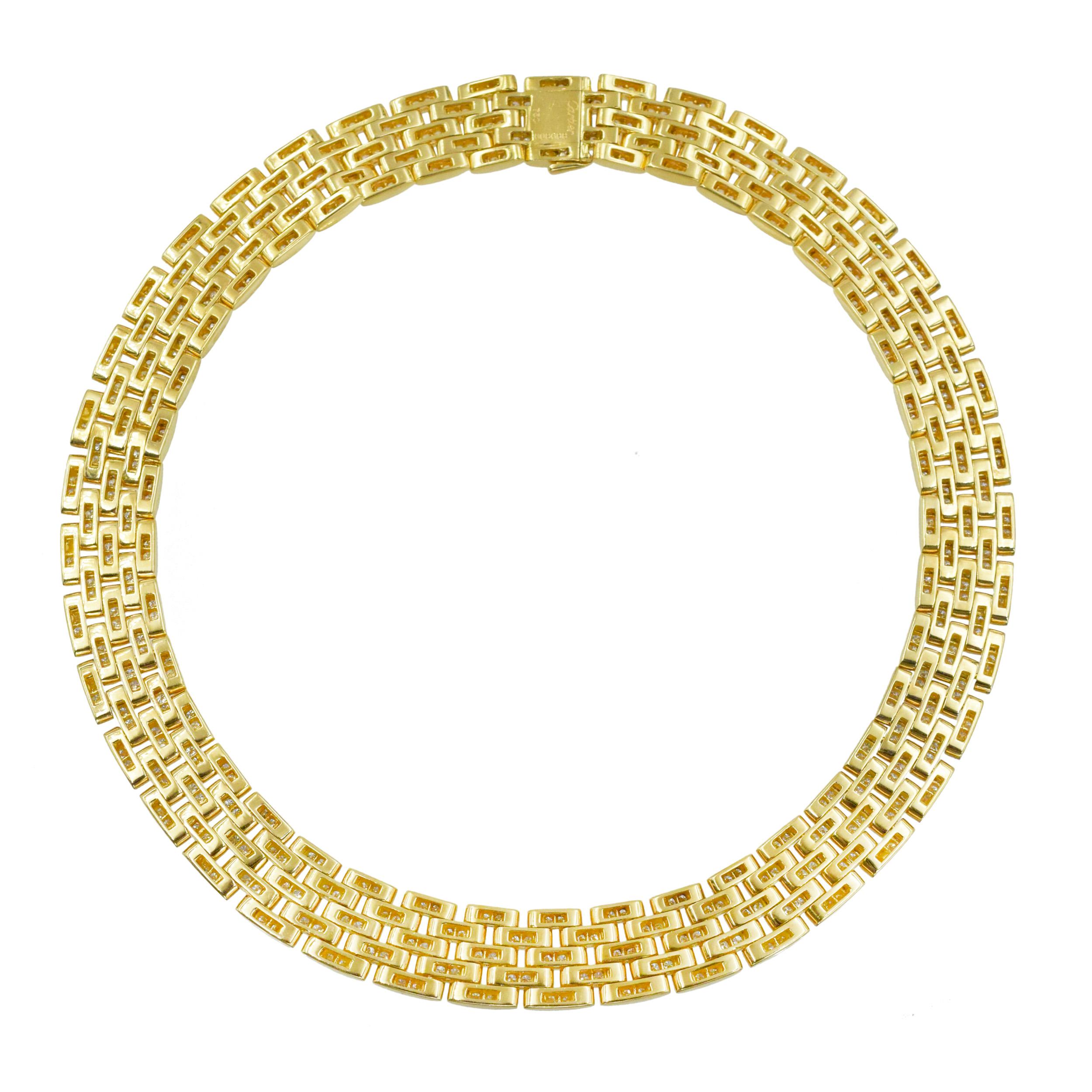 Round Cut Cartier Gold and Diamond 'Maillon Panthère' Necklace.