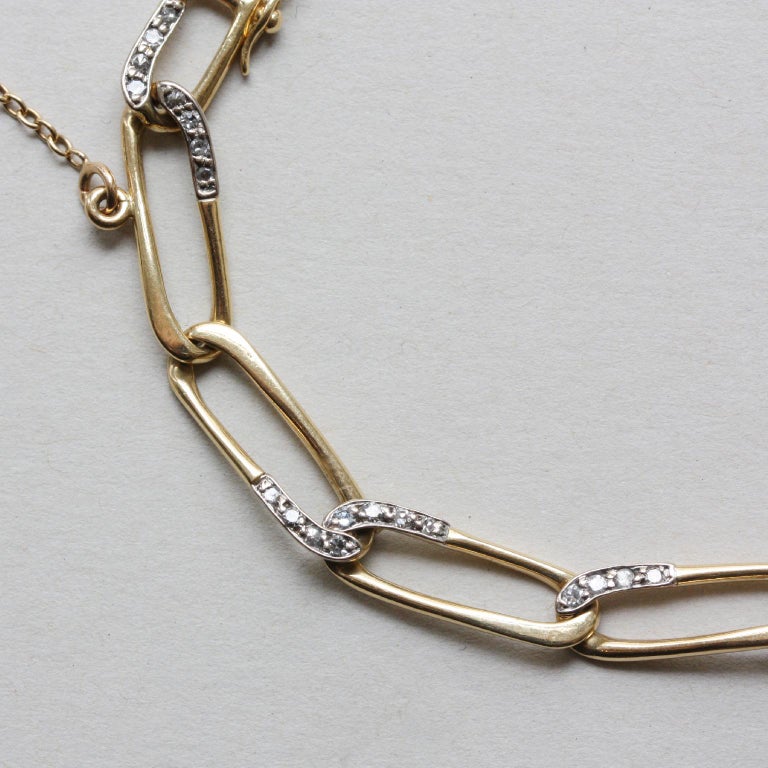 Cartier Gold and Diamond Paperclip Link Bracelet at 1stDibs | cartier ...