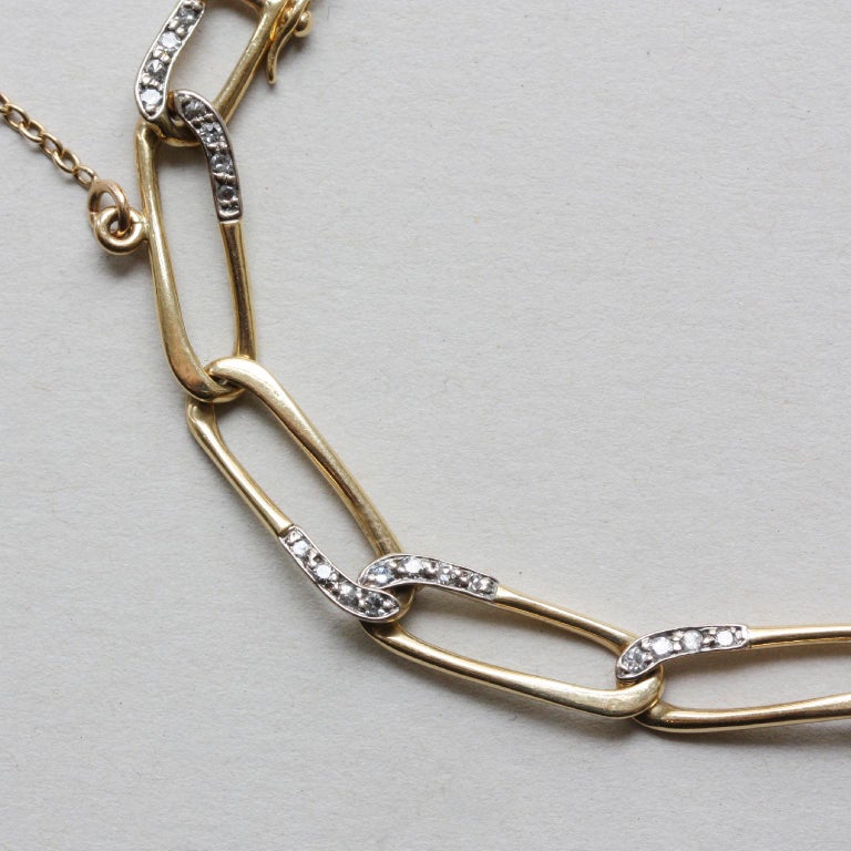 Cartier Gold and Diamond Paperclip Link Bracelet at 1stDibs cartier paperclip bracelet