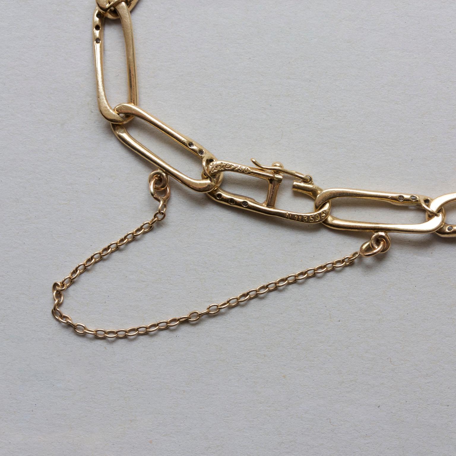 Cartier Gold and Diamond Paperclip Link Bracelet In Good Condition In Amsterdam, NL
