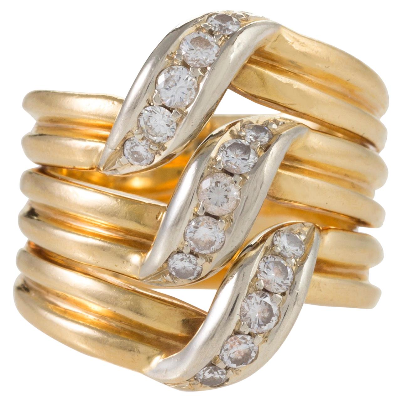 Cartier Gold and Diamond Stack Ring