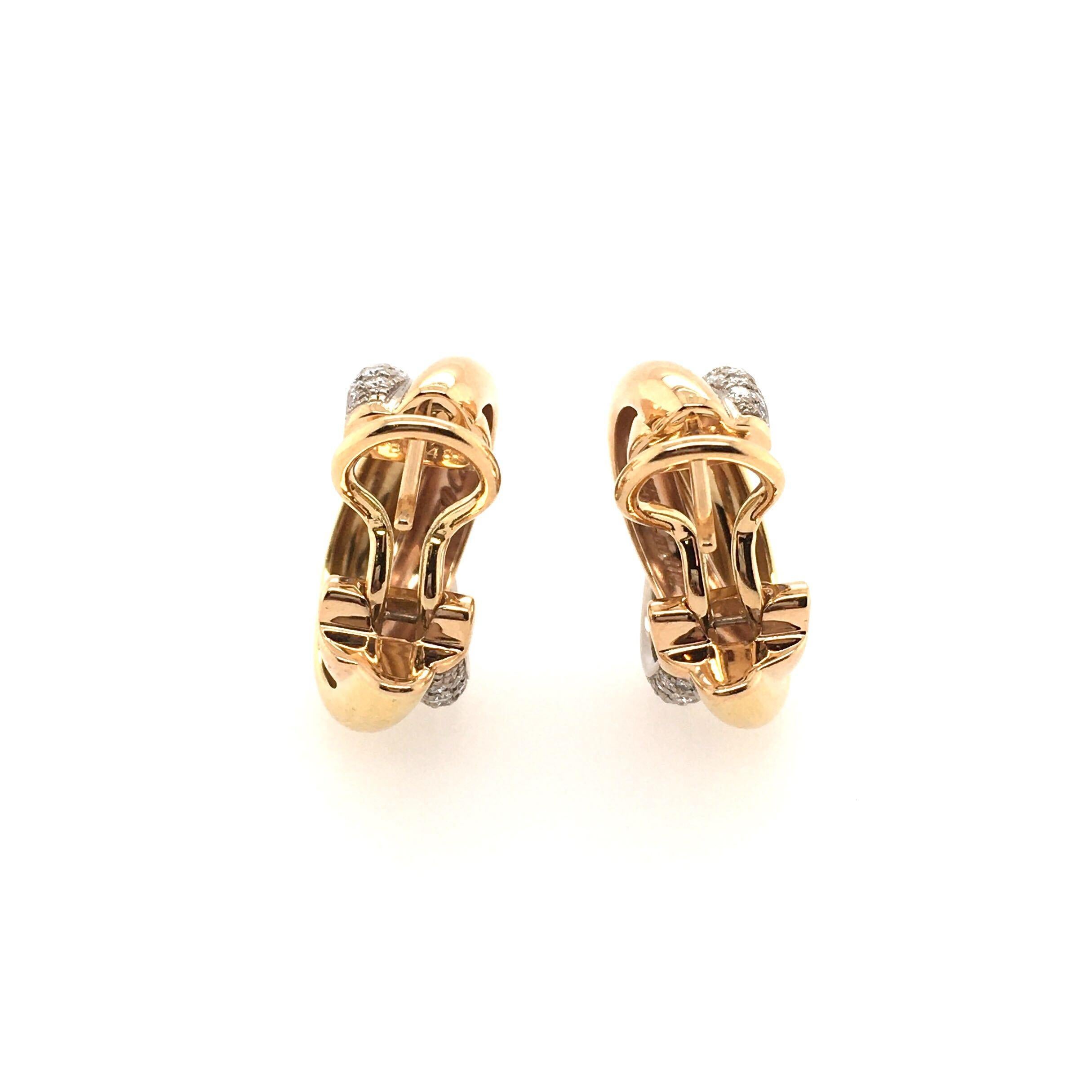 Women's or Men's Cartier Gold and Diamond Trinity Hoop Earrings
