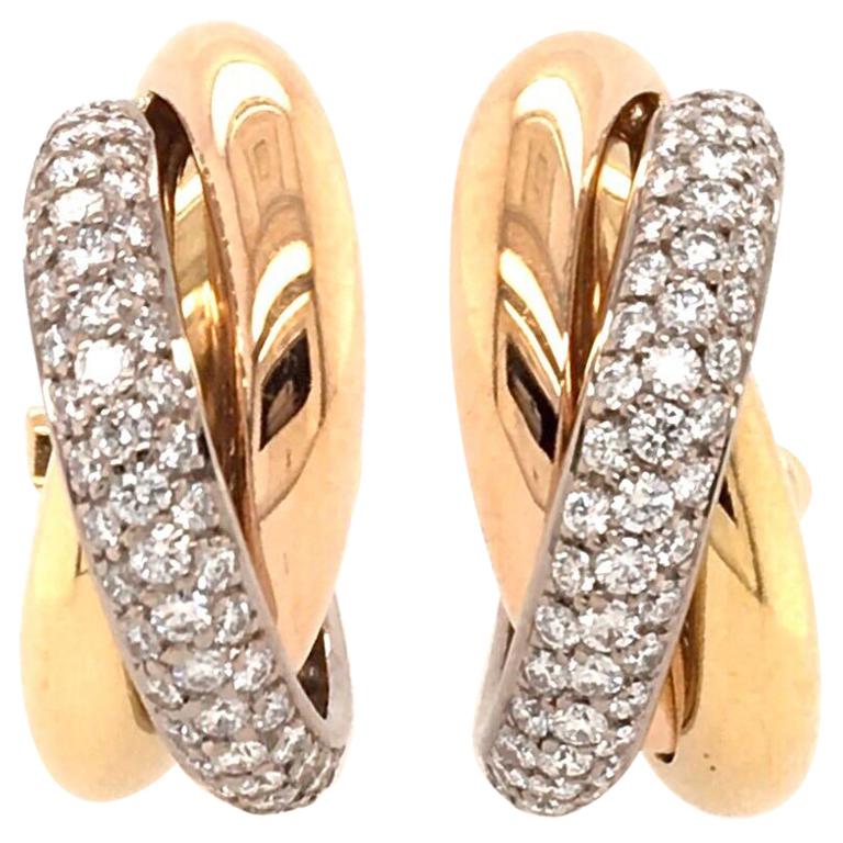Cartier Gold and Diamond Trinity Hoop Earrings