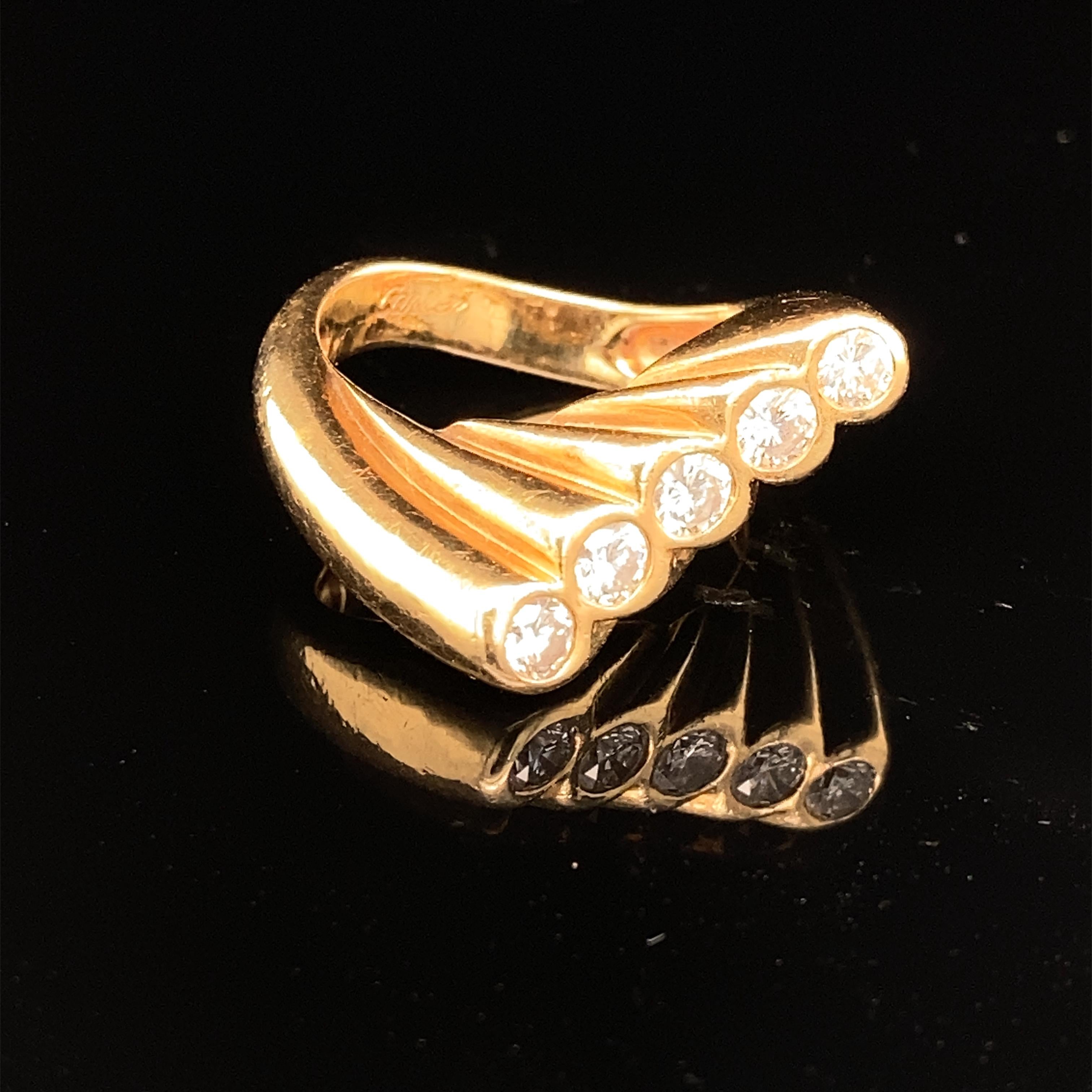 Anillo vintage Cartier de oro y diamantes, ca. 1970 Modernista