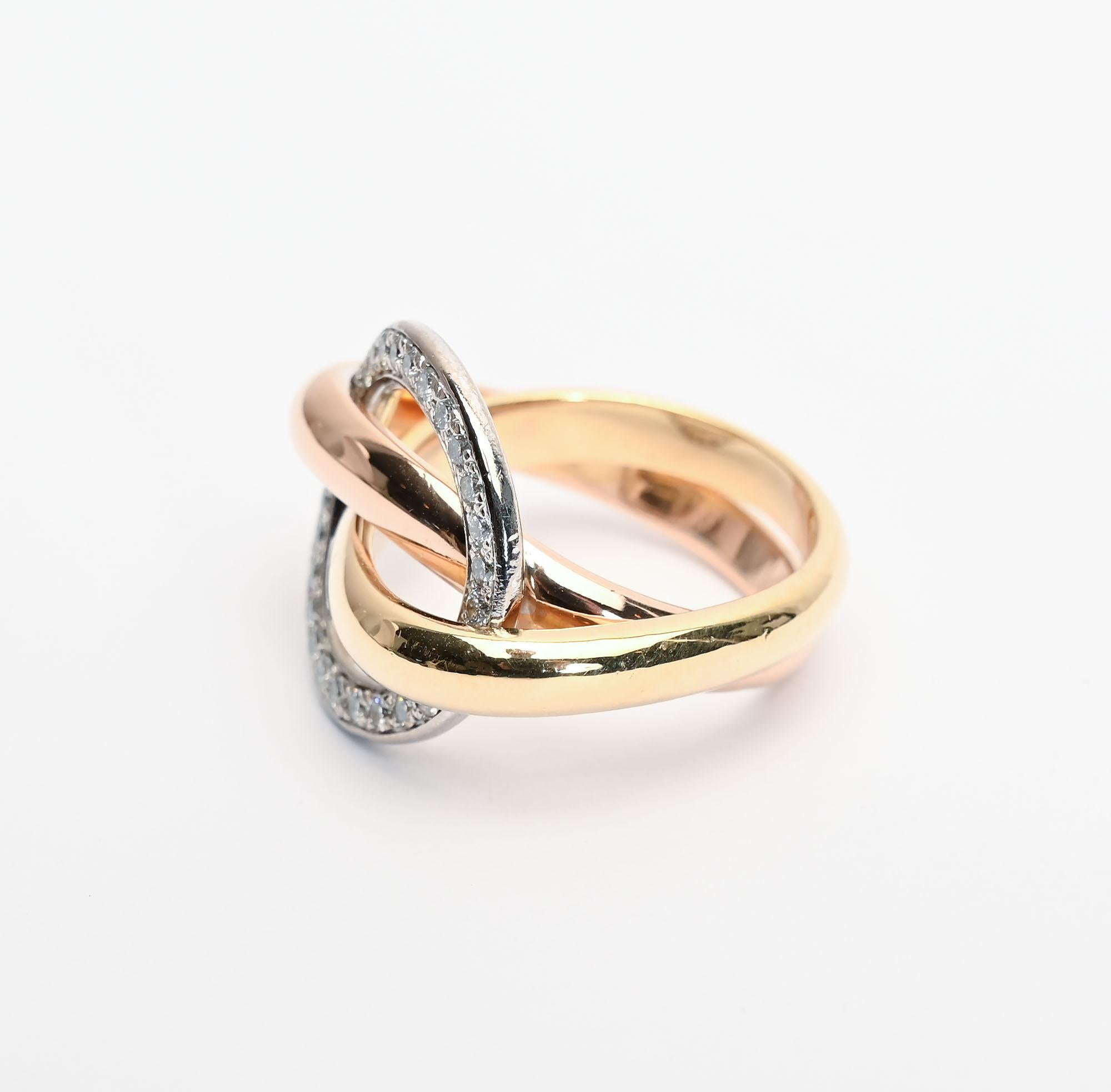 Contemporary Cartier Gold and Diamonds Ring For Sale