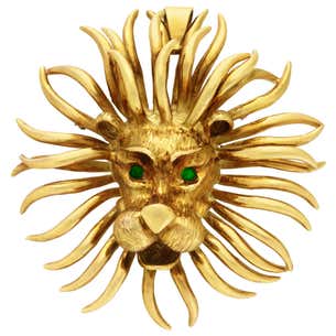 Cartier Gold and Emerald Lion Brooch For Sale at 1stDibs | cartier lion ...