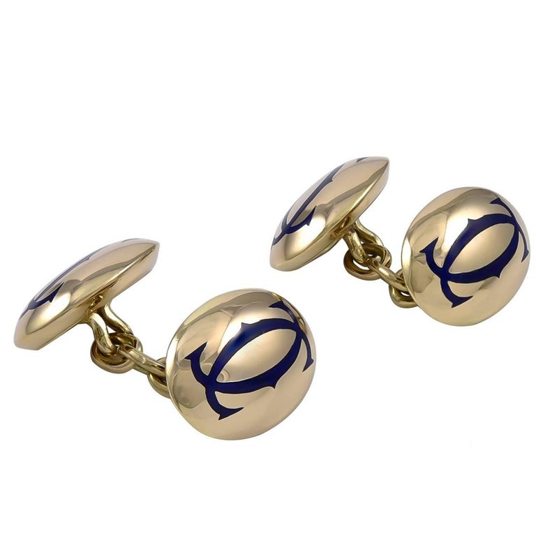 Cartier Gold and Enamel Signature Cufflinks at 1stDibs cartier signature