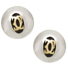 Cartier Gold and Silver Button Earrings, 1970s