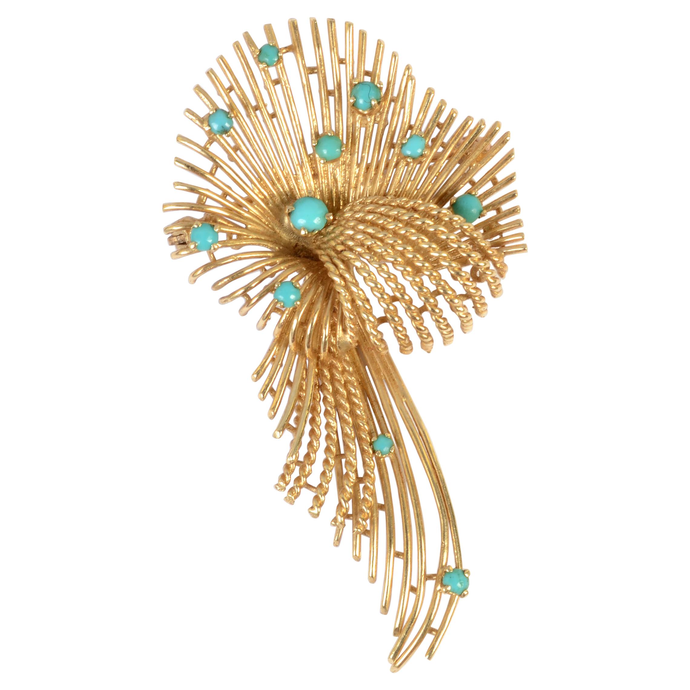 Cartier Gold and Turquoise Brooch
