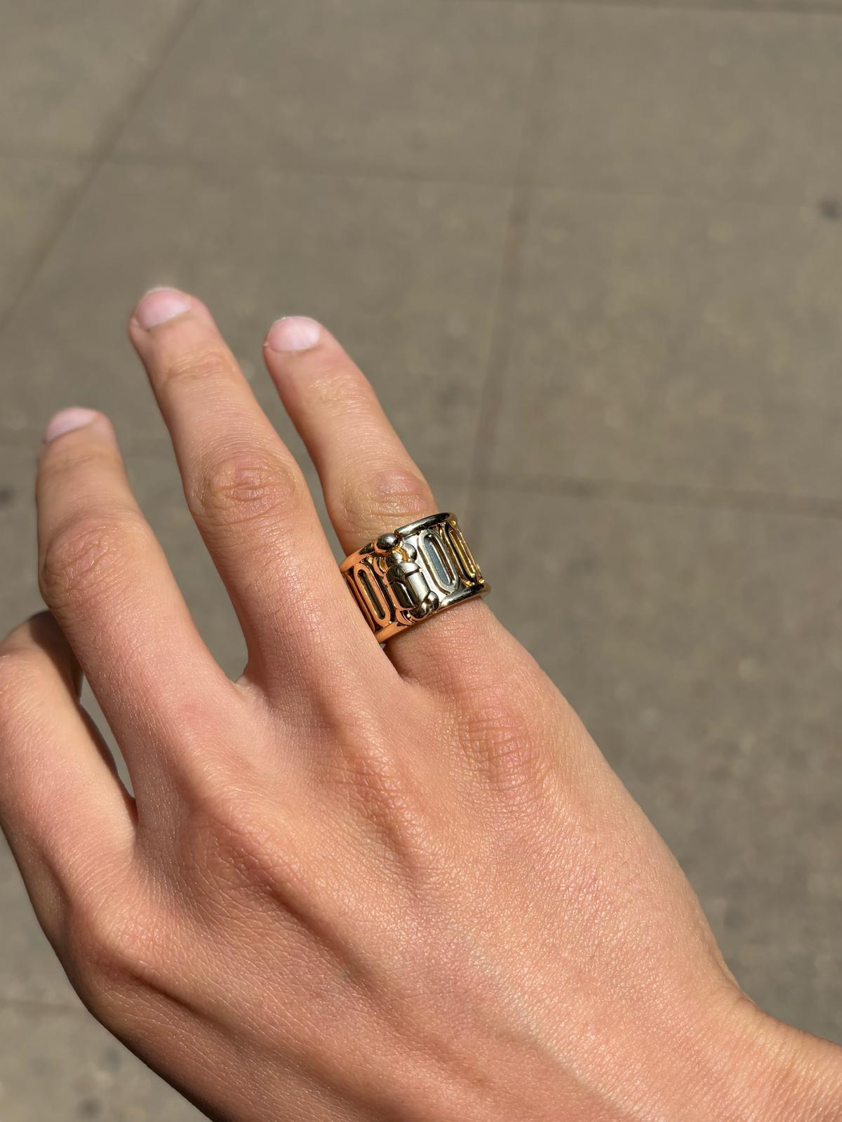 Cartier Gold and White Gold Scarab Wide Band Ring 1