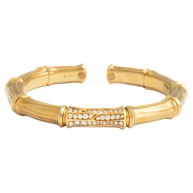 Cartier Gold and Diamond Bamboo Bangle Bracelet, ca. 1990