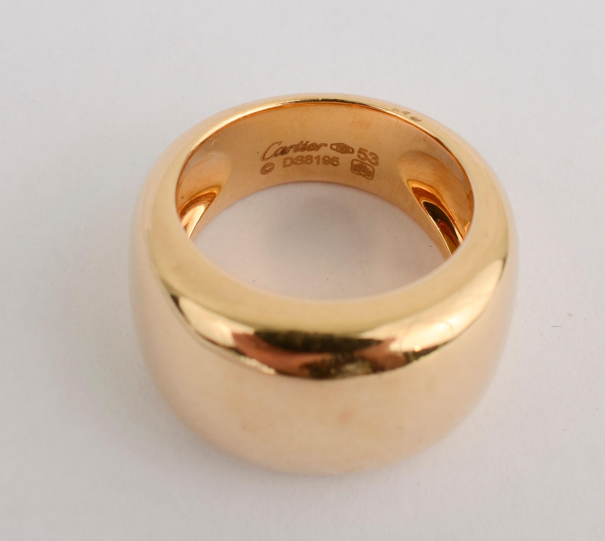 Cartier Gold Band Ring In Excellent Condition In Darnestown, MD