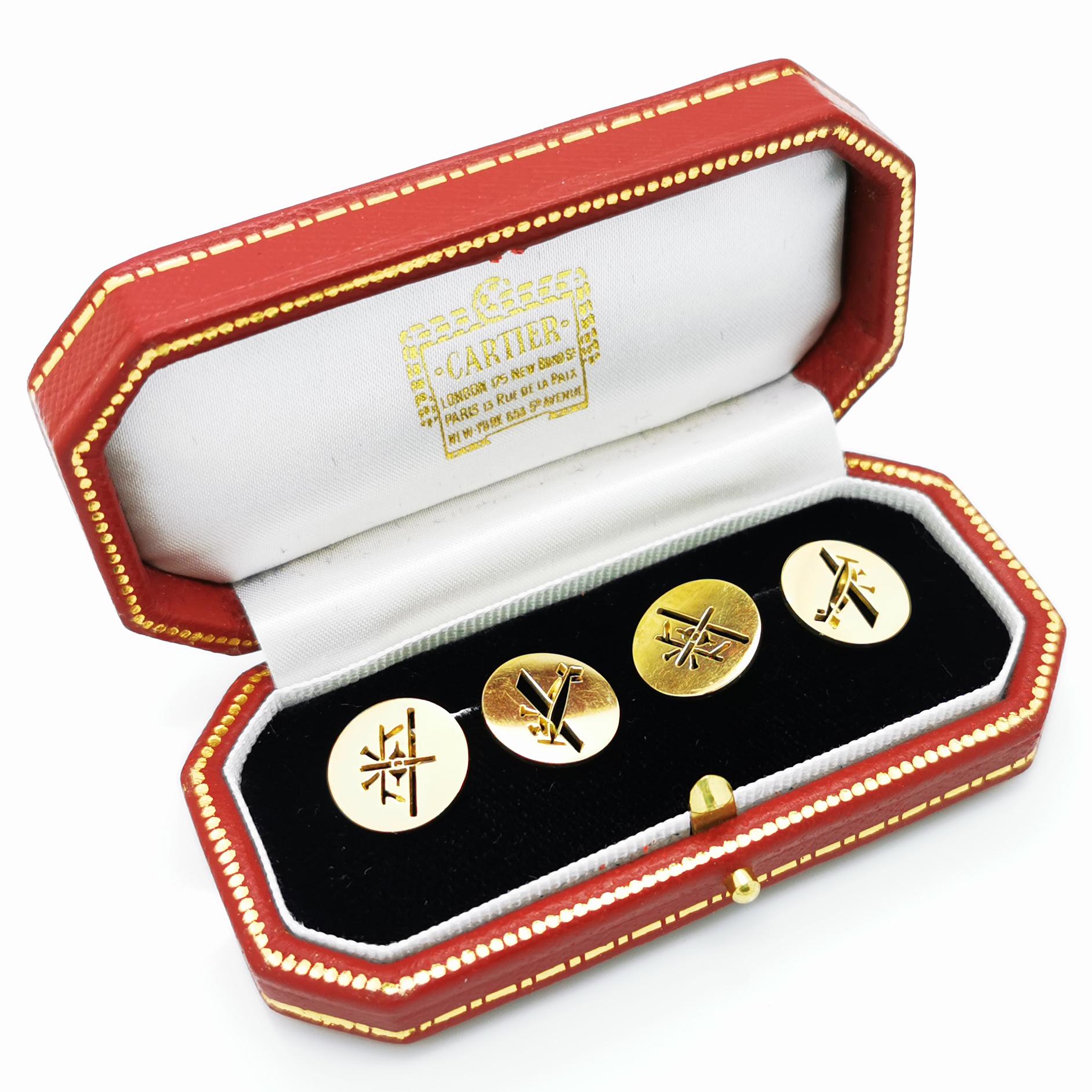 Rétro Boutons de manchette biplan en or de Cartier, inspirés par Louis Blériot en vente
