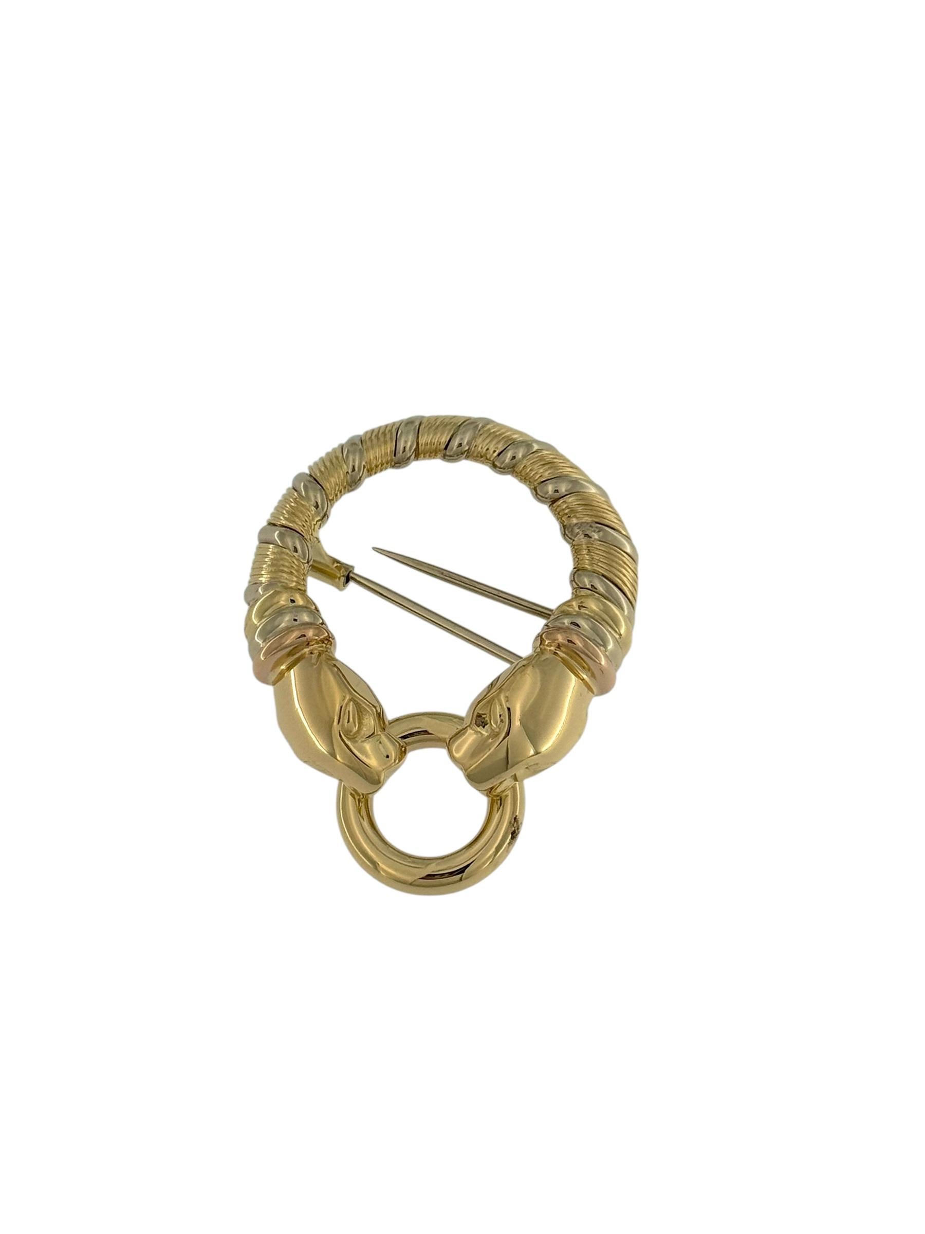 Cartier Gold Brooch Double Panthere Head For Sale 1