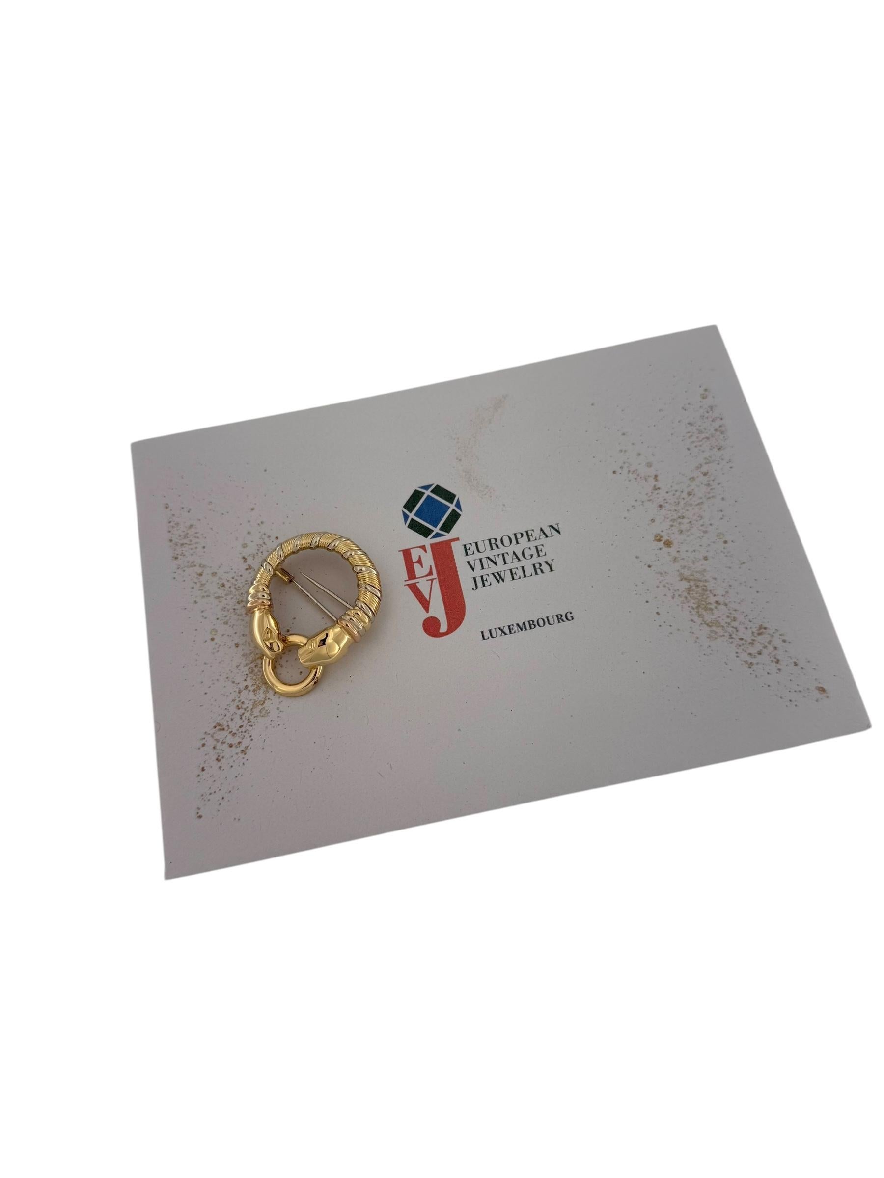 Cartier Gold Brooch Double Panthere Head For Sale 2
